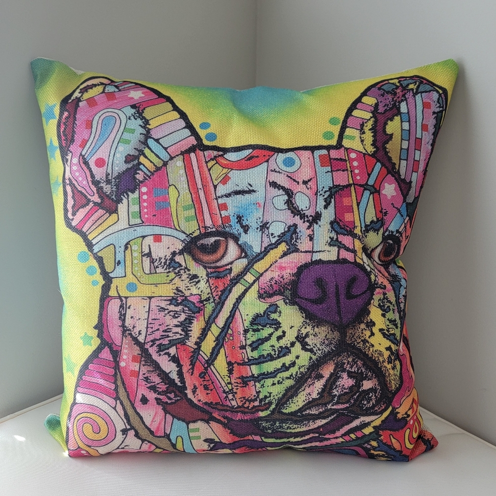 Dog Design Colorful Dog Print Throw Pillow cover